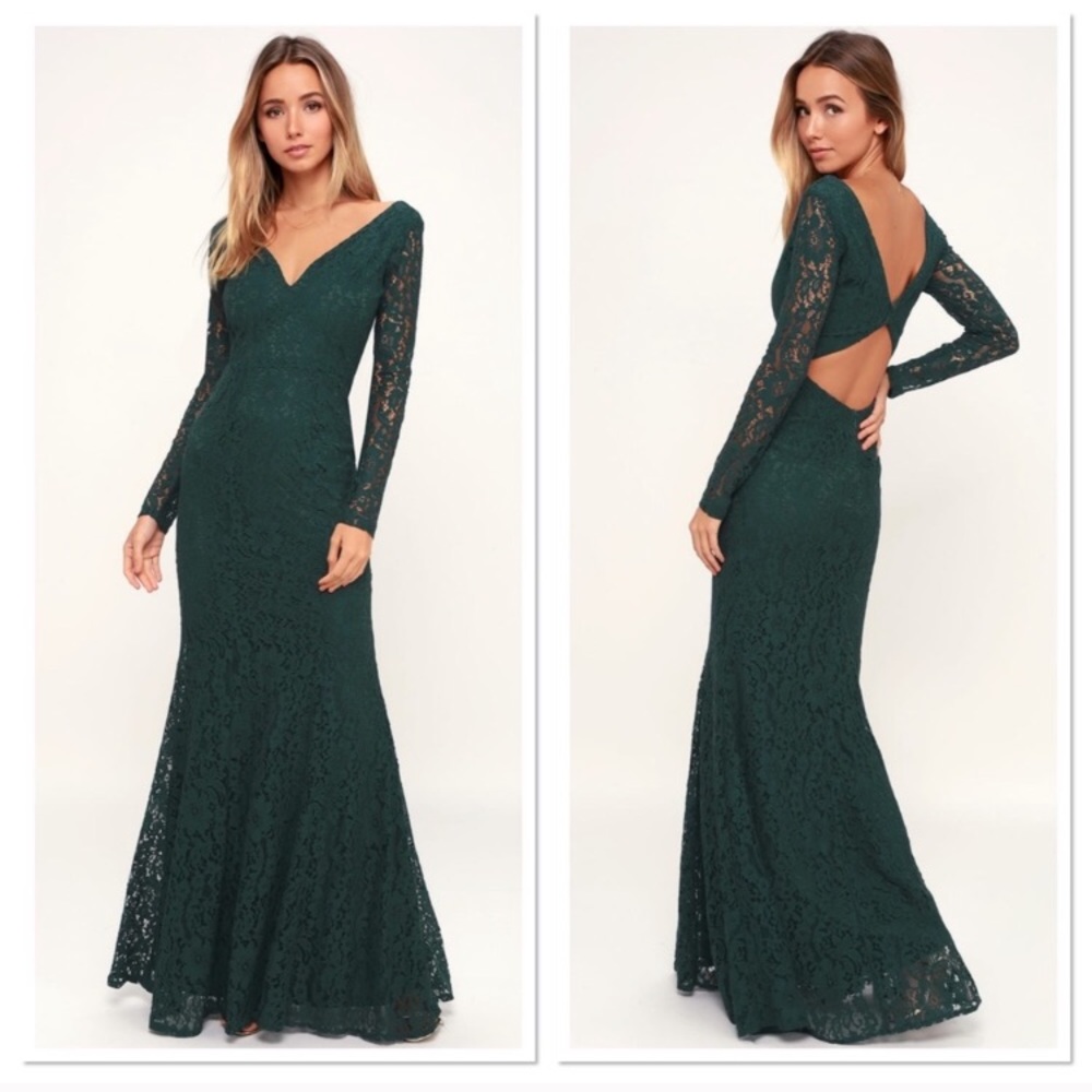 Lulu’s Natural Beauty Long Sleeve Lace Dress M